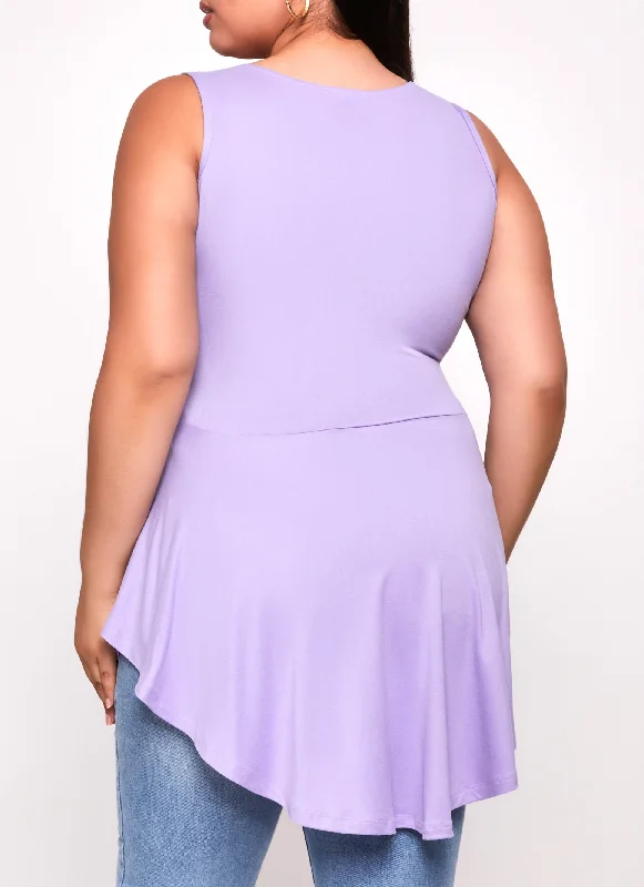 Plus Size Chain Detail Peplum Tunic Tank Top