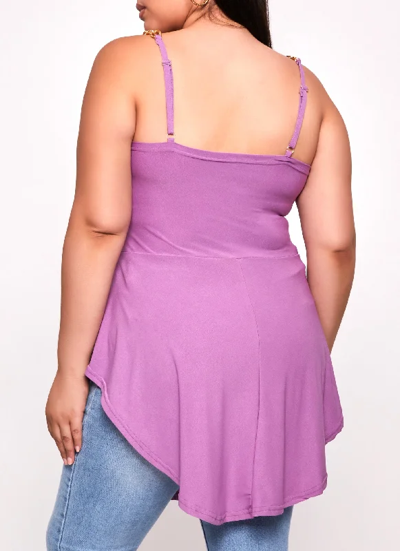 Plus Size Chain Strap Peplum Tunic Cami