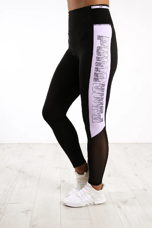 Logo Block 7/8 Training Leggings Black Lavender