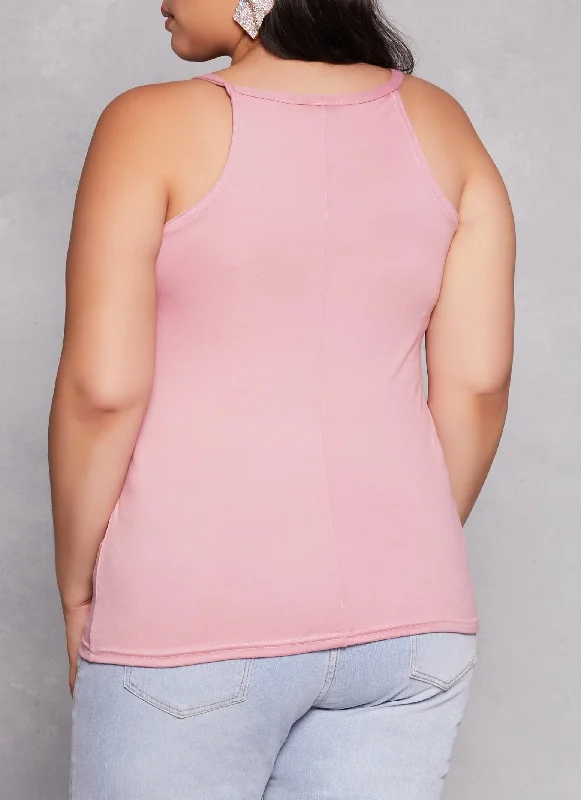 Plus Size Basic High Neck Cami