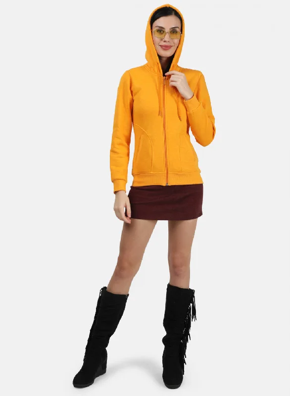 Women Mustard Plain Sweatshirt