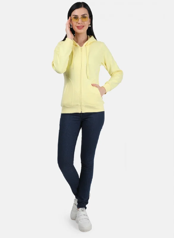 Women Yellow Plain Sweatshirt