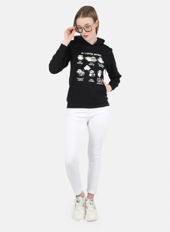 Women Black Printed Sweatshirt