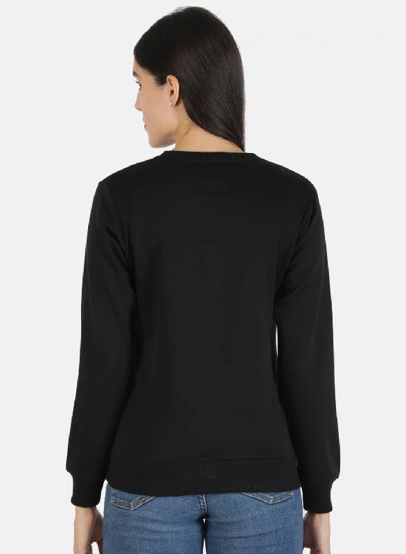 Women Black Solid Sweatshirt