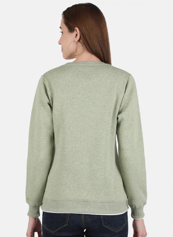 Women Green Printed Sweatshirt