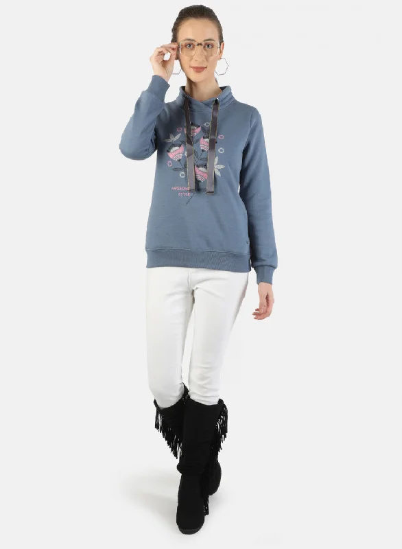 Women Grey Printed Sweatshirt