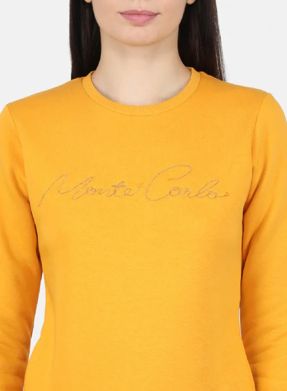 Women Mustard Embroidered Sweatshirt