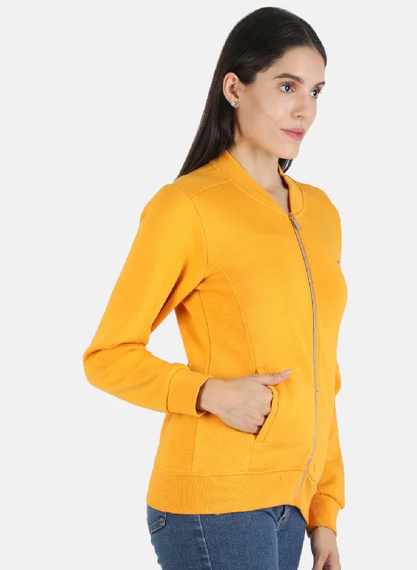 Women Mustard Solid Sweatshirt