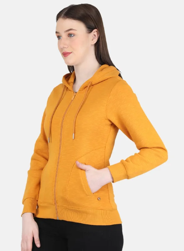 Women Mustard Solid Sweatshirt