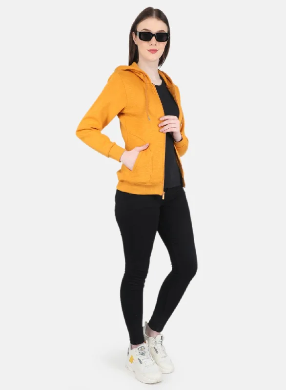 Women Mustard Solid Sweatshirt