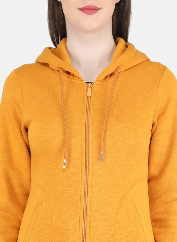 Women Mustard Solid Sweatshirt