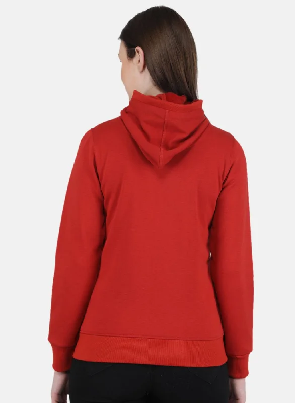 Women Orange Solid Sweatshirt