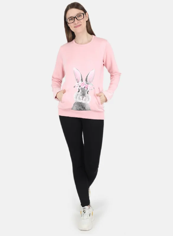 Women Pink Printed Sweatshirt