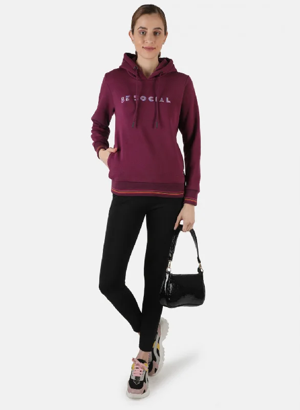 Women Purple Embroidered Sweatshirt