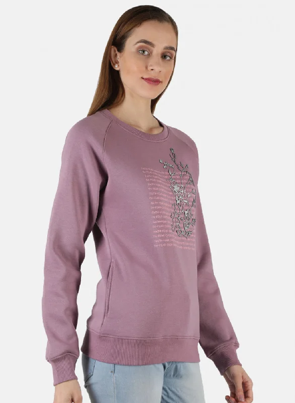 Women Purple Printed Sweatshirt