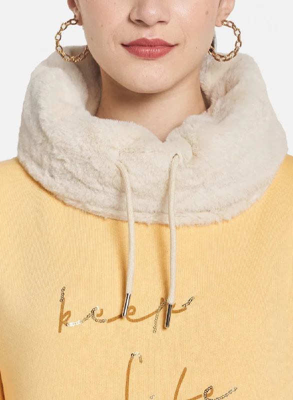 Women Yellow Embroidered Sweatshirt