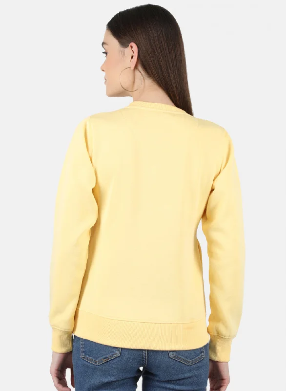 Women Yellow Printed Sweatshirt