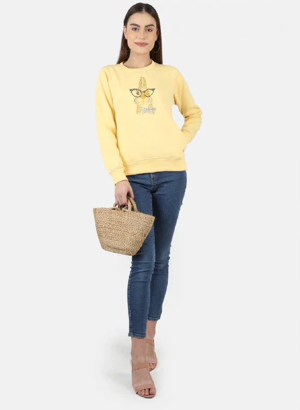 Women Yellow Printed Sweatshirt