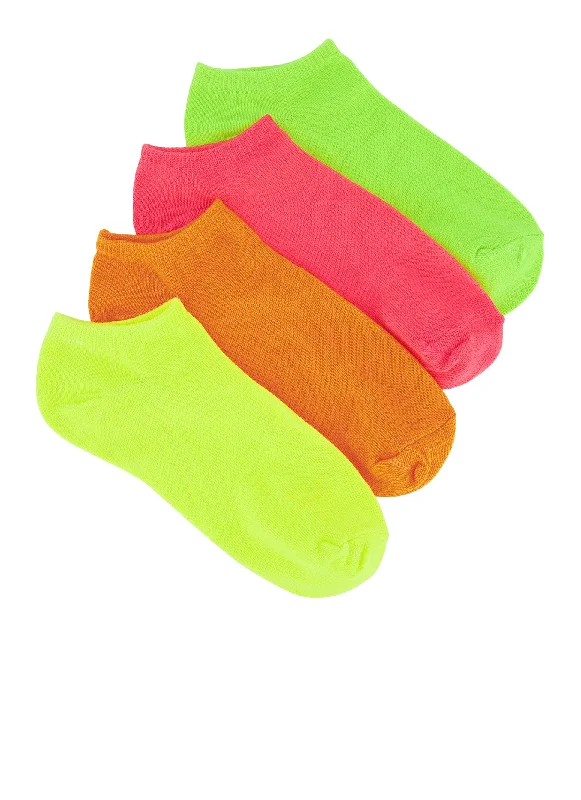 Neon Ankle Socks 4 Pack Size 10-13