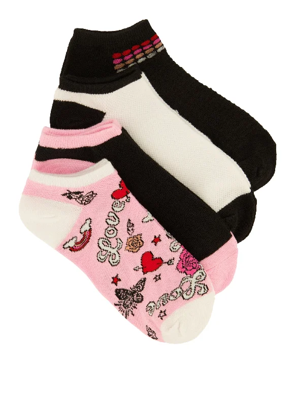 Love Patterned Socks 4 Pack Size 9-11