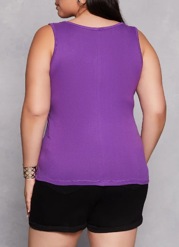 Plus Size Basic Notch Neck Tank Top