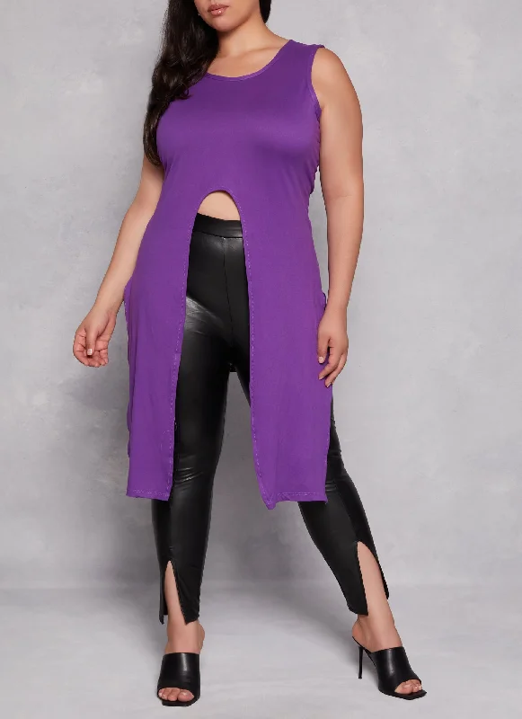 Plus Size Split Front Maxi Tank Top