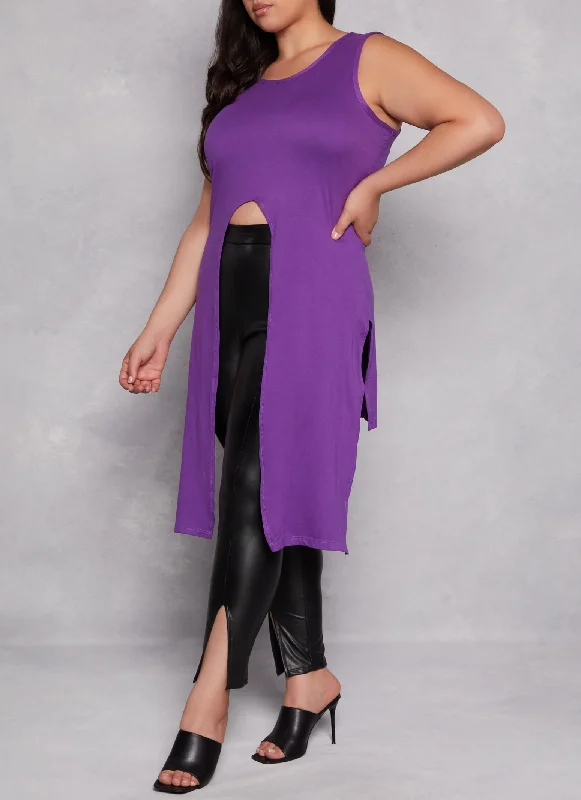 Plus Size Split Front Maxi Tank Top