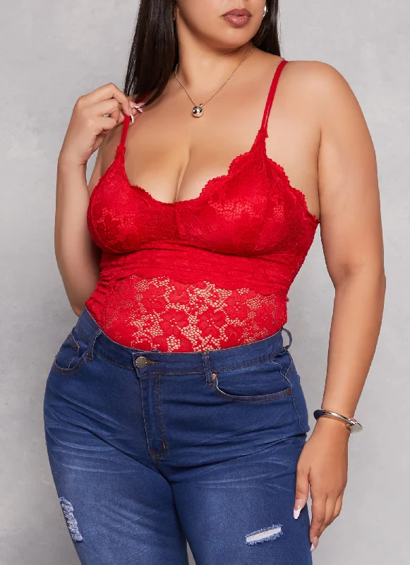 Plus Size Scalloped Lace Plunge Cami