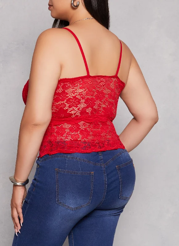 Plus Size Scalloped Lace Plunge Cami