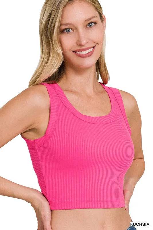 Ribbed Scoop neck Crop Tank Top - Final Sale