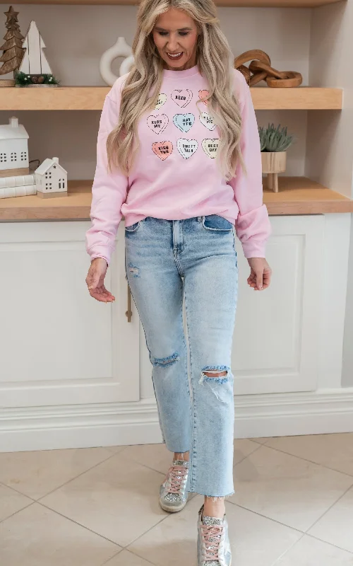 Say Yes Candy Hearts Crewneck Sweatshirt - Final Sale