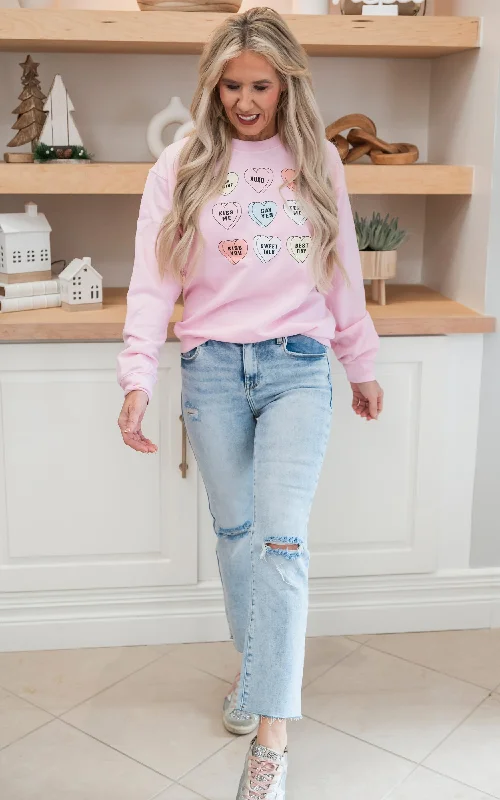 Say Yes Candy Hearts Crewneck Sweatshirt - Final Sale