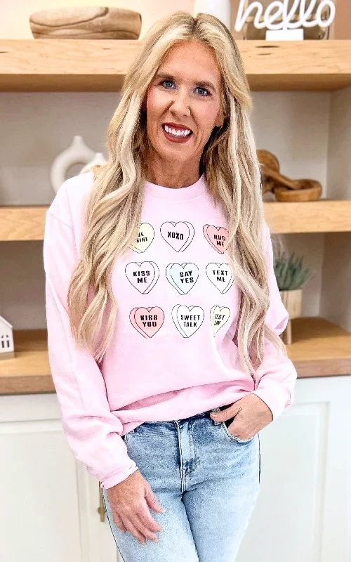 Say Yes Candy Hearts Crewneck Sweatshirt - Final Sale