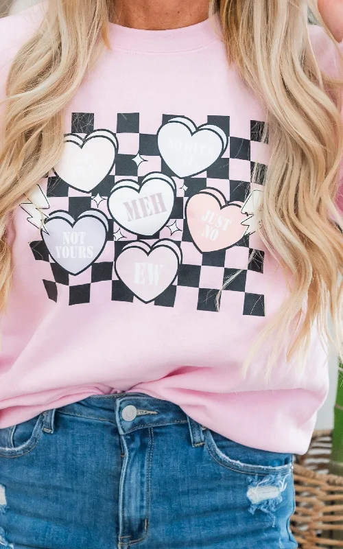 Meh Go Away Candy Hearts Crewneck Sweatshirt - Final Sale*