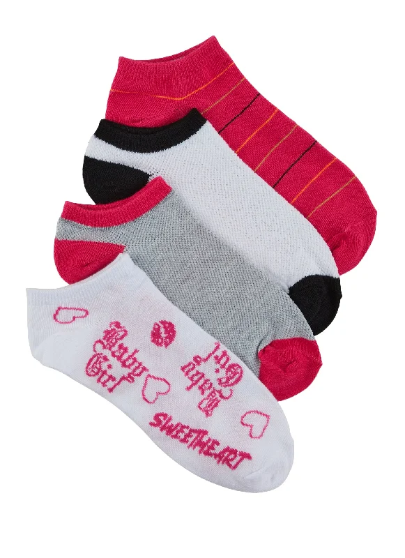 Assorted Baby Girl Ankle Socks 4 Pack Size 9-11