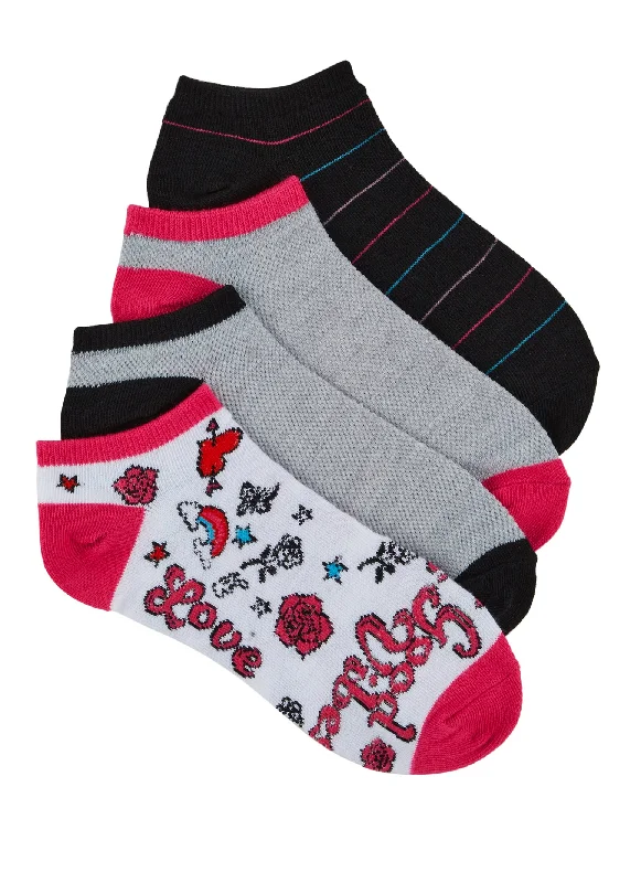 Love Good Vibes Graphic Print Socks 4 Pack Size 10-13