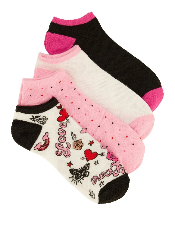 Love Patterned Socks 4 Pack Size 9-11