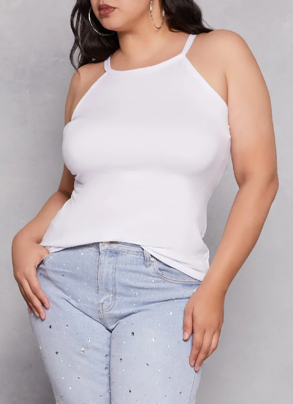 Plus Size Basic High Neck Cami