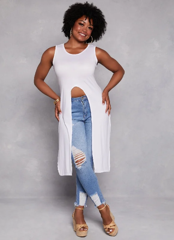 Plus Size Split Front Maxi Tank Top