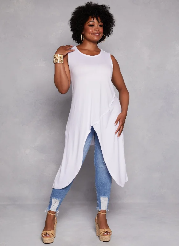 Plus Size Tulip Sharkbite Hem Tank Top