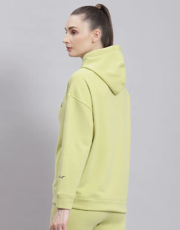 Women Green Solid Hooded Full Sleeve Sweatshirt