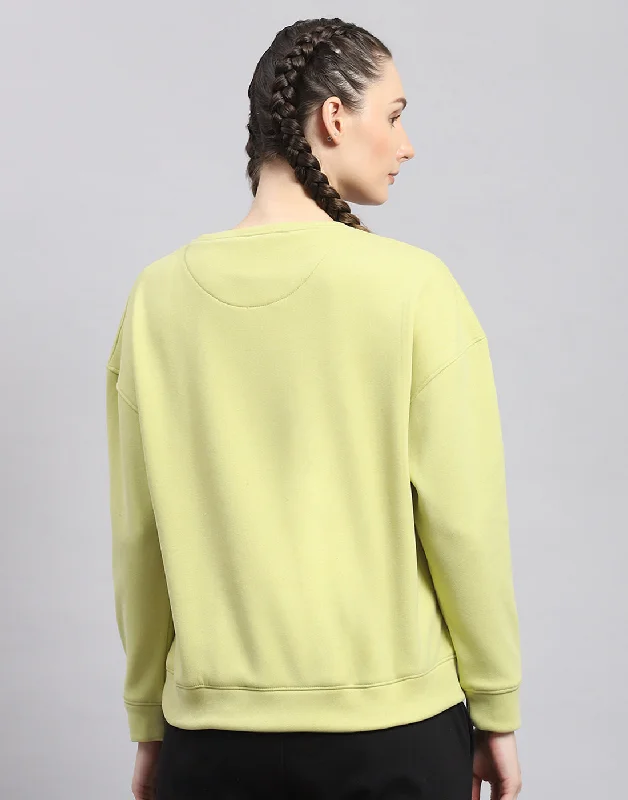 Women Green Solid Round Neck Full Sleeve Sweatshirt