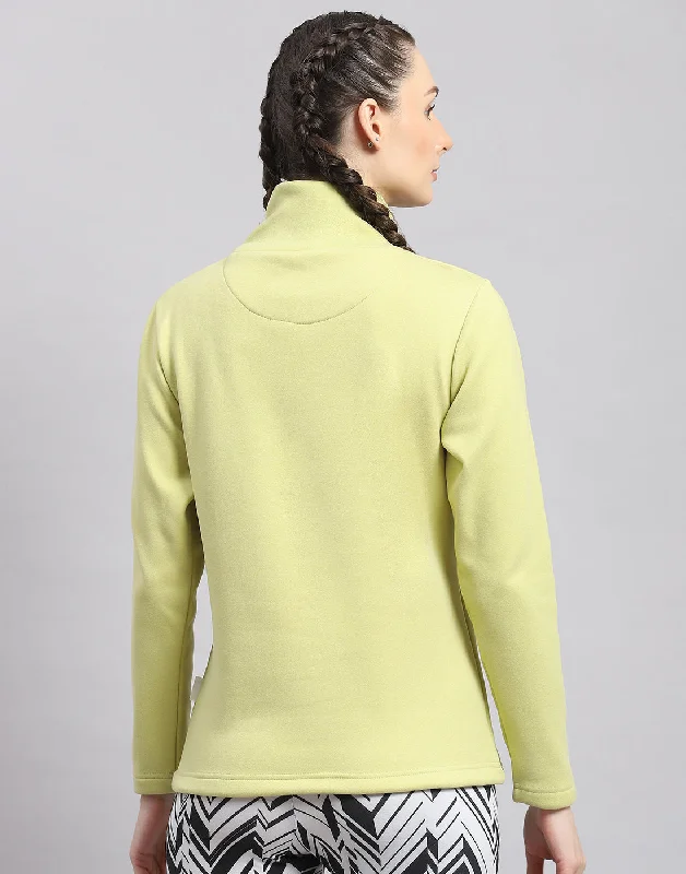 Women Green Solid T Neck Full Sleeve Sweatshirt