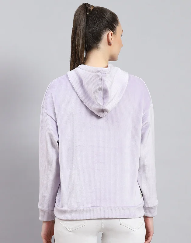 Women Purple Solid Hooded Full Sleeve Sweatshirt