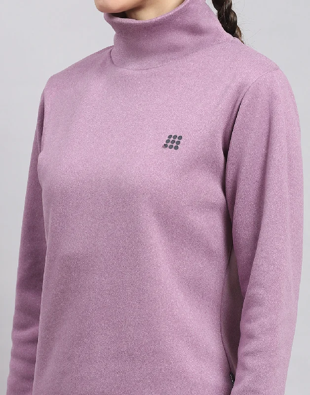 Women Purple Solid T Neck Full Sleeve Sweatshirt