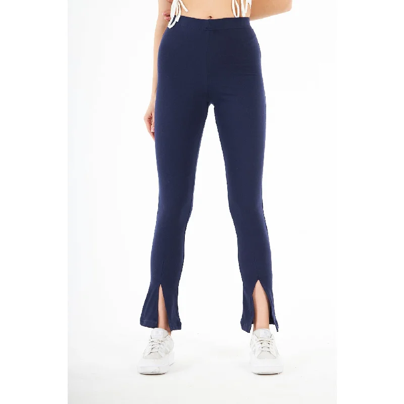 Navy Blue Split Hem Leggings