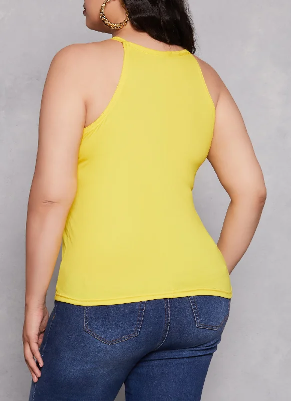 Plus Size Basic High Neck Cami